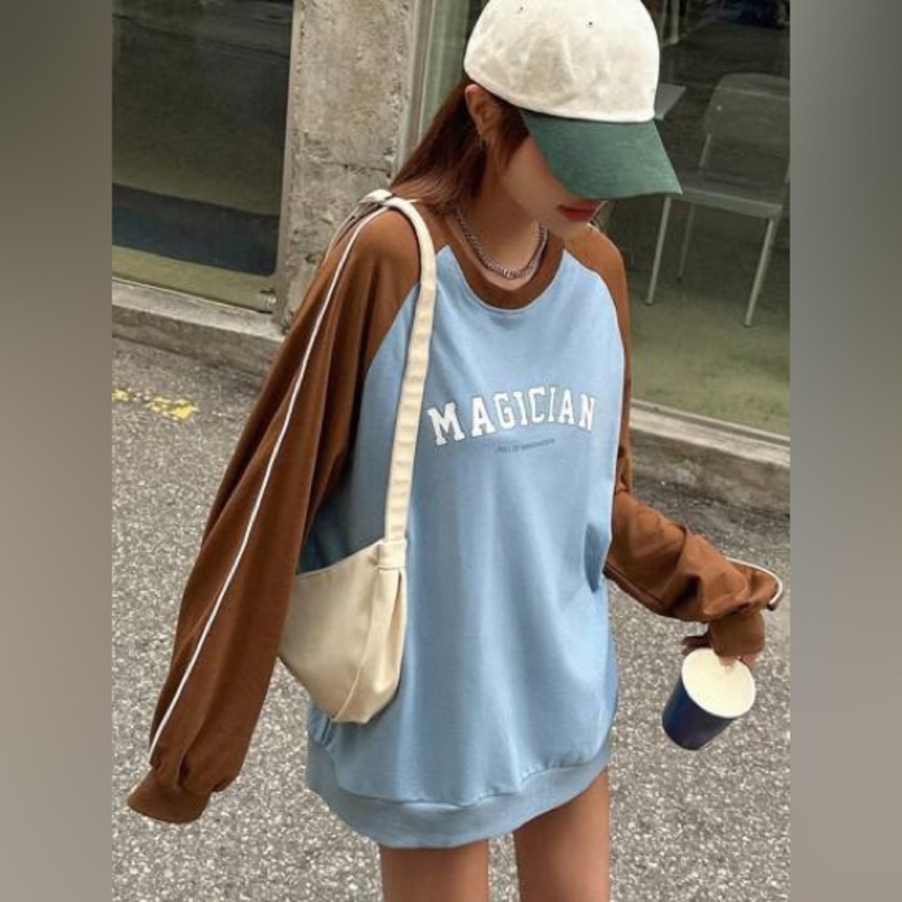 Dazy Magician Full of Imagination‎ Sweatshirt Brown Blue Size Large